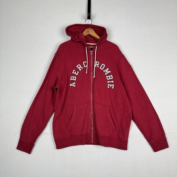 Abercrombie & Fitch Other - Abercrombie & Fitch A&F Spellout Hoodie Men’s XL Red Jacket Full Zip *Read